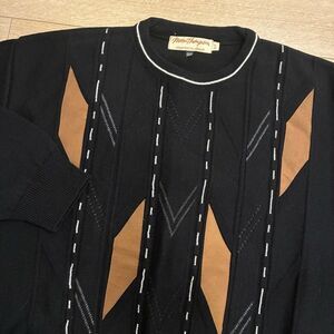 Vintage Norm Thompson Men’s Crew Neck Sweater 3D Knit Striped Size XL